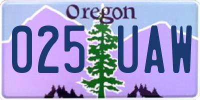 OR license plate 025UAW