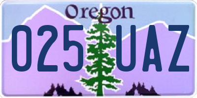 OR license plate 025UAZ