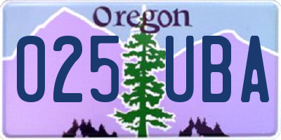 OR license plate 025UBA