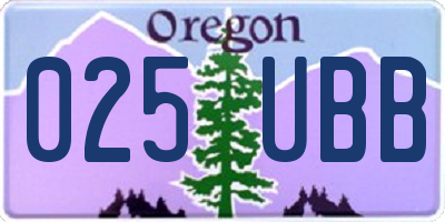 OR license plate 025UBB