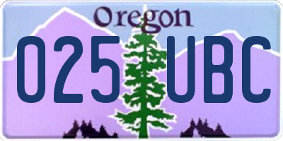 OR license plate 025UBC