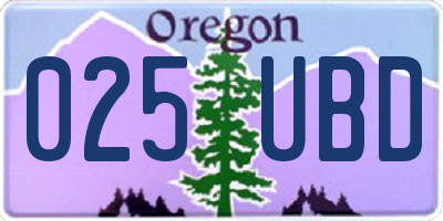 OR license plate 025UBD