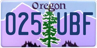 OR license plate 025UBF
