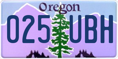 OR license plate 025UBH