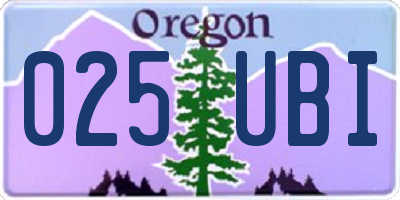 OR license plate 025UBI
