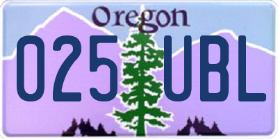 OR license plate 025UBL