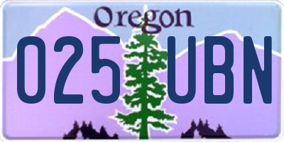 OR license plate 025UBN