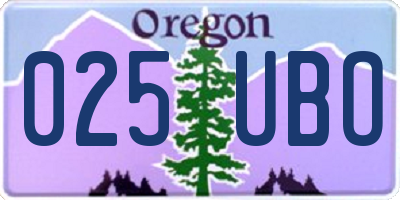 OR license plate 025UBO