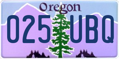 OR license plate 025UBQ
