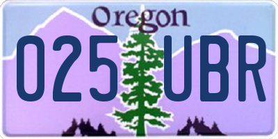 OR license plate 025UBR