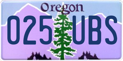 OR license plate 025UBS