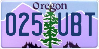 OR license plate 025UBT