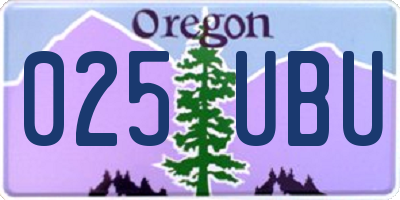 OR license plate 025UBU