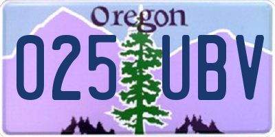 OR license plate 025UBV