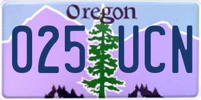 OR license plate 025UCN