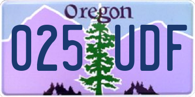 OR license plate 025UDF