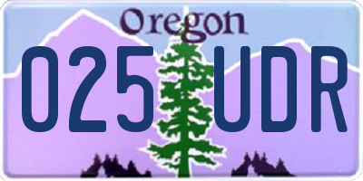 OR license plate 025UDR