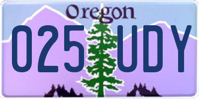 OR license plate 025UDY