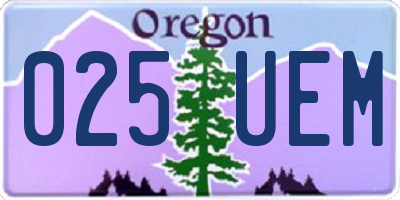 OR license plate 025UEM