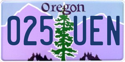 OR license plate 025UEN