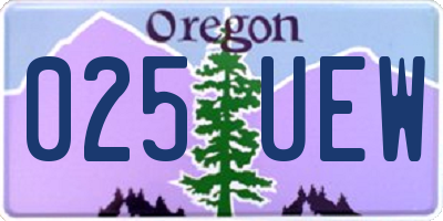 OR license plate 025UEW