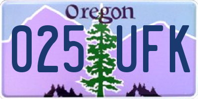 OR license plate 025UFK