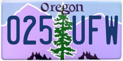 OR license plate 025UFW