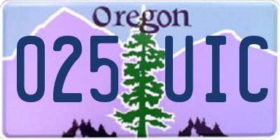 OR license plate 025UIC