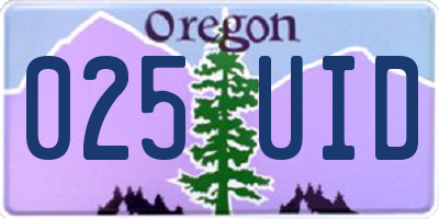 OR license plate 025UID