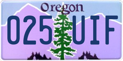 OR license plate 025UIF