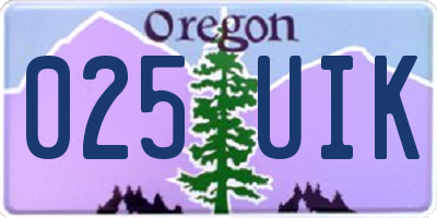 OR license plate 025UIK