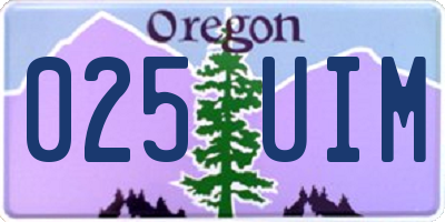 OR license plate 025UIM