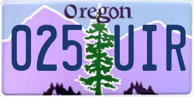 OR license plate 025UIR