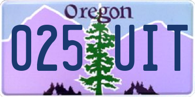 OR license plate 025UIT