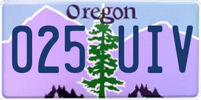 OR license plate 025UIV