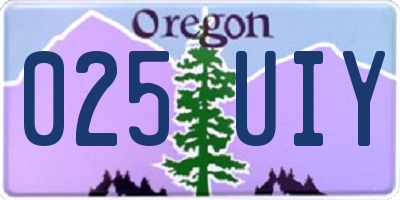 OR license plate 025UIY