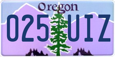 OR license plate 025UIZ