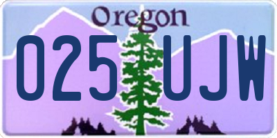 OR license plate 025UJW