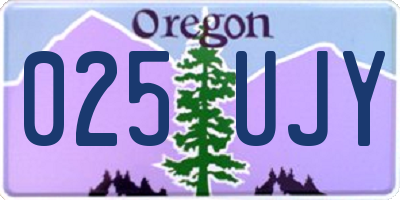 OR license plate 025UJY