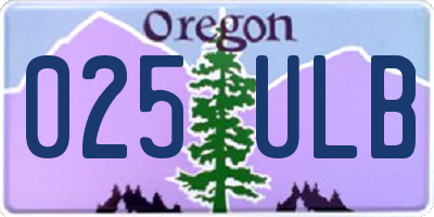 OR license plate 025ULB