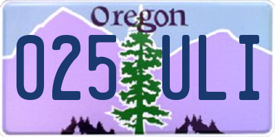 OR license plate 025ULI