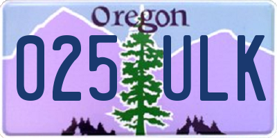 OR license plate 025ULK