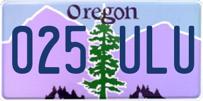 OR license plate 025ULU