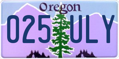 OR license plate 025ULY