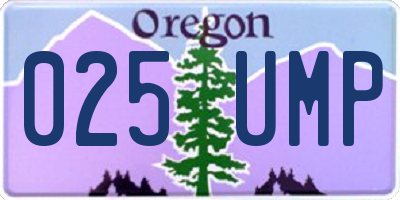OR license plate 025UMP