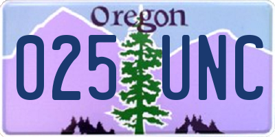 OR license plate 025UNC
