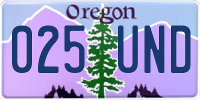 OR license plate 025UND