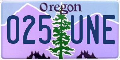 OR license plate 025UNE