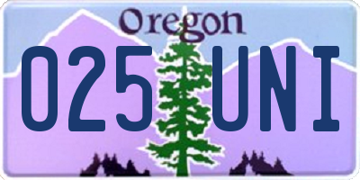 OR license plate 025UNI