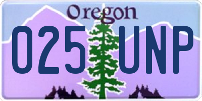 OR license plate 025UNP